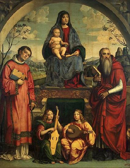 Francesco Francia Madonna and Child with Sts Lawrence and Jerome France oil painting art